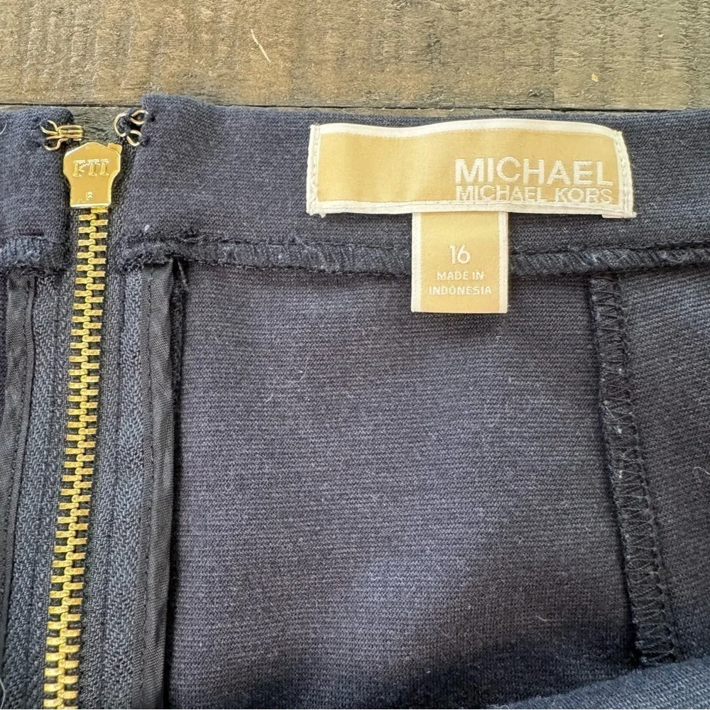 Michael Kors Navy Blue Colored Skirt With Gold Zipper Size 16